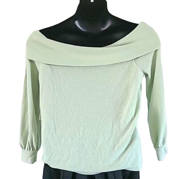 A.N.A Women's Off Shoulder Sweater Top Light Green Medium NWT - Picture 3 of 5